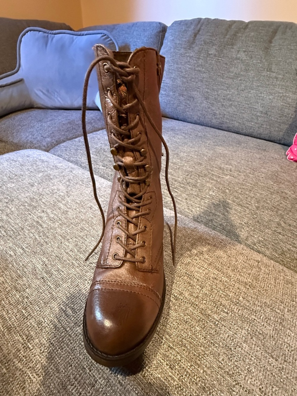 Steve Madden Brown Tall Lace-Up Combat Boot